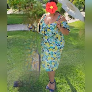 Rachel Roy Plus Size Marcella Floral Print Cold Shoulder Dress